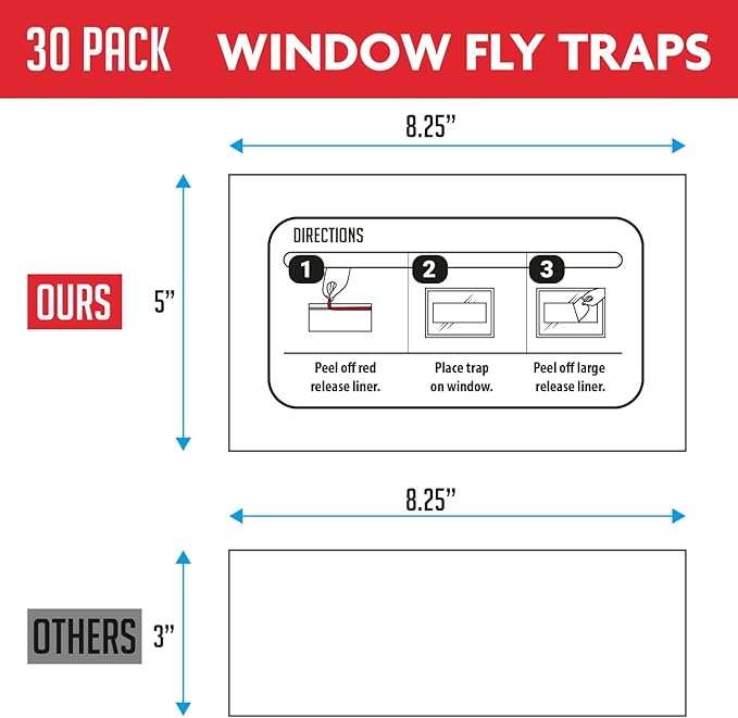 Window Fly Traps Indoor Clear (30 Pack) - Fly Window Traps for Indoors Sticky, Indoor Fly Trap Non-Toxic Fly Strips for Windows - Fly Sticky Traps Indoor Fly Paper Indoor Bug Sticky Traps (8.25" x 5")
