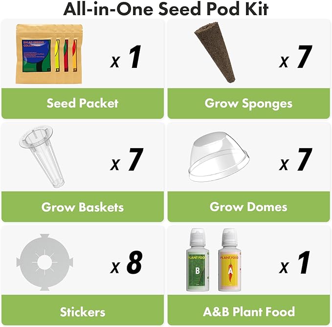 LYKOCLEAN Fruit Seed Kit for AeroGarden, iDOO Hydroponics Growing System Indoor Gardening, 7-Pod, Red Strawberry, Golden Cherry Tomato, Green Pepper, Cucumber, Dwarf Pea, Ruby QueenBeet, 350+ Seeds