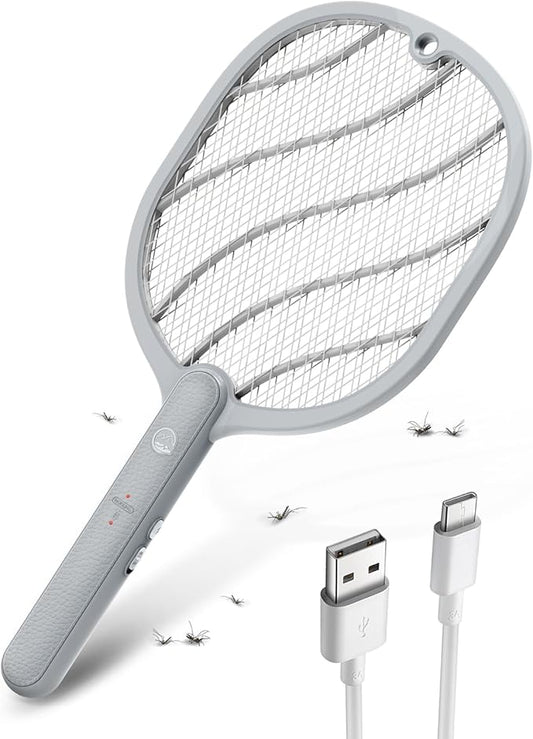 Electric Fly Swatter, 3800V Handheld Bug Zapper Racket, Type-C Rechargeable, Mosquito Zapper for Indoor Outdoor, 3-Layer Safety Mesh, Easy to Use, Lightweight (Basic 1 Pack)