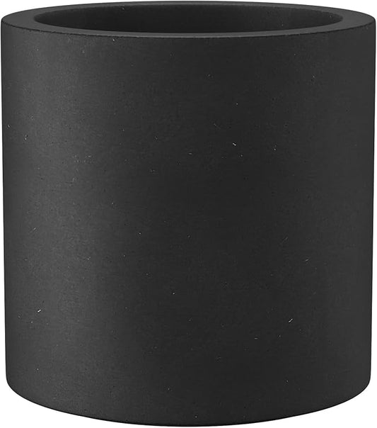 Kante 15.7" Dia Round Concrete Planter, Modern Style Large Cylindrical Plant Pot with Drainage Hole and Rubber Plug for Indoor Outdoor Patio, Burnished Black