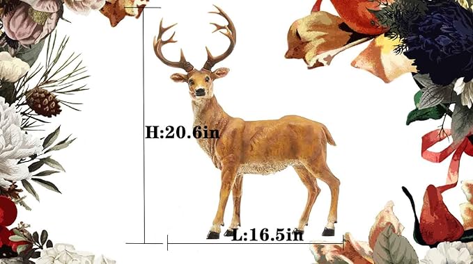 XTAPAN Resin 20.6 Inch Height Standing Deer Statue Animals Sculpture Garden Art Decor Yard Ornament Lawn Garden Outdoor Patio Decoration Figurine