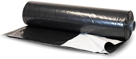 Farm Plastic Supply - Panda Film Light Deprivation Greenhouse Cover - 6 mil - (10' x 50') - 100% Blackout Tarp, Black White Plastic Sheeting, Green House Poly Film