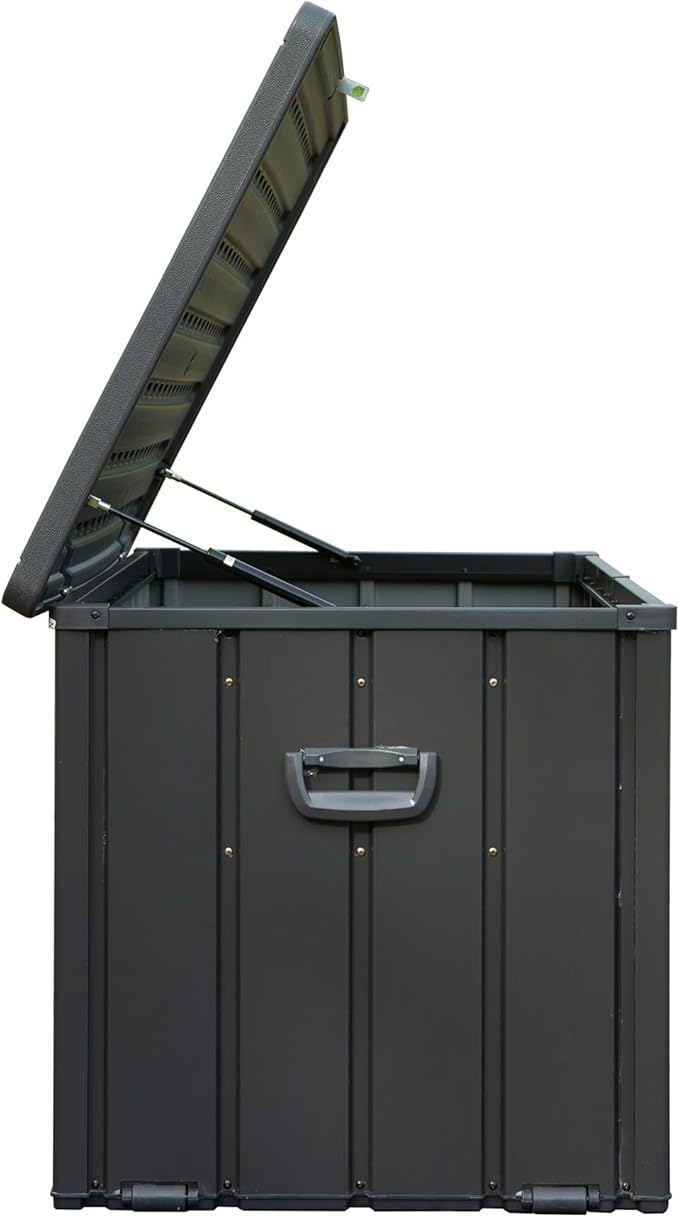 120 Gallon Outdoor Storage Deck Box Waterproof, Large Patio Storage Bin for Outside Cushions, Throw Pillows, Garden Tools, Lockable (Dark Gray Resin Lid)