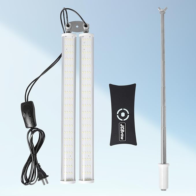 JCBritw Standing LED Grow Light，Adjustable Dual Head T12 Bar Plant Light, White 6500K Full Spectrum Plant Grow Lamp on Stand for Indoor Plants Seed Starting, Seedlings, Veg, Flower