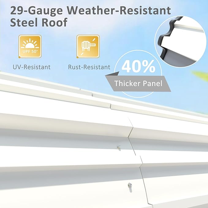 MUPATER 12 x 20 FT Heavy Duty Metal Carport,Garage Car Shelter Shade for Outdoor with Heavier Metal Frame, Carport Canopy with Roof and Bolts for Car, and Boats, Cream White