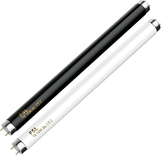 2 Pack Bug Zapper Replacement Light Bulb, BL T8 F10W Light Tube for 20W Indoor Electronic Mosquito Zapper, 13 inch UV Lamp Replacement Bulbs Compatible with 20W Bug Zapper, White & Black