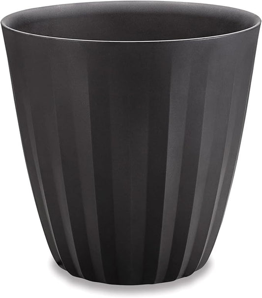 Crescent Garden Pleat Modern Decorative Planter, Indoor/Outdoor Pot, Resin Plant Pot with Drain Hole - 23" W x 23" H (Caviar Black)