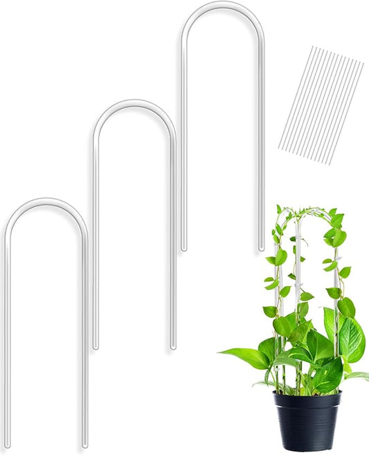 16 Inch U-Shaped Acrylic Plant Trellis, 2 Pcs Extended Hoya Trellis for Supporting Potted Climbing Plants, Small Houseplant Trellis Garden Accessory for Potted Ivy Indoor Outdoor