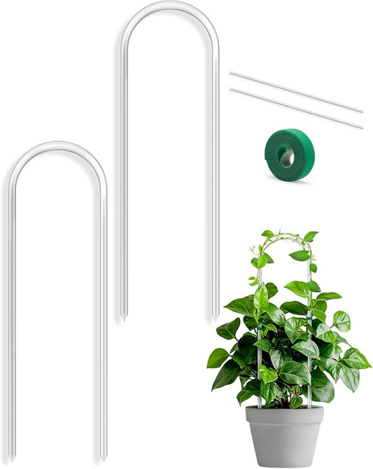 4Pack Snqqmtt U-Shaped Acrylic Trellis for Climbing Plants Indoor, 16inch Small Hoya Trellis, Potted Plant Climber Support for Pothos Plants Houseplant, Vine Ivy Flower Plant