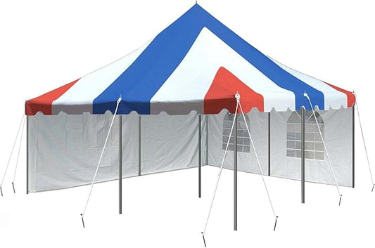 Party Tents Direct 20'x 20' Weekender Canopy Pole Tent with Sidewalls - Easy Up Canopy Tent with 80 Person Capacity - Outdoor Canopies for Parties, Weddings, and Events (Red White and Blue)