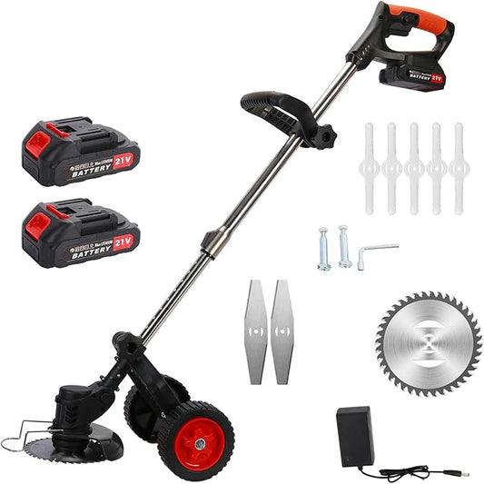 Electric Rotary Lawnmower, 21V 2000mAh Electric Rotary Lawn Mower, Electric Wheeled Lawn Mower, 3 in 1 Cordless Grass Trimmer, Electric Hover Lawn Mower, Electric Grass Trimmer/Edger