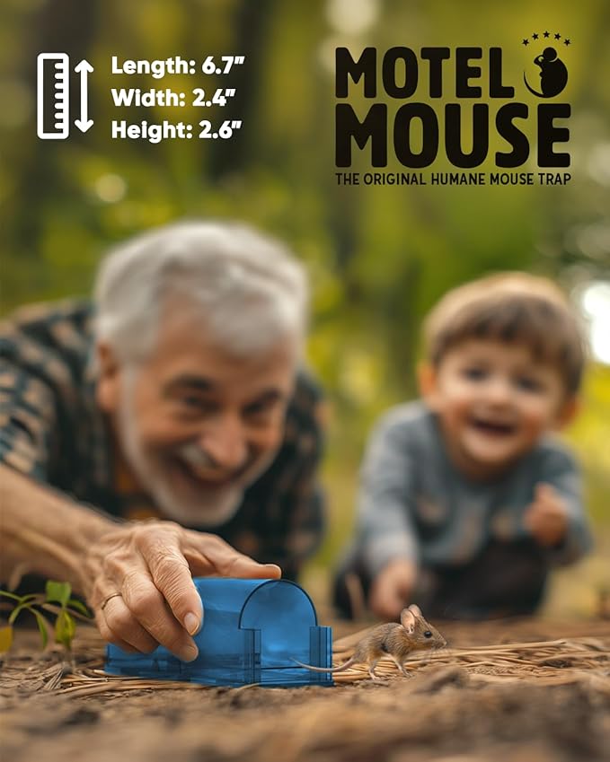 Motel Mouse Humane No Kill Live Catch and Release Mouse Traps, Reusable with Cleaning Brush - 2 Pack