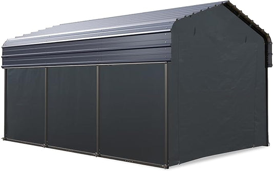 PHI VILLA 10 x 15 Heavy Duty Metal Carport with Galvanized Steel Roof with Sidewalls Enclosure Kit, Sturdy Metal Carport for Cars, Boats, and Tractors