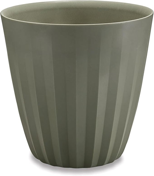 Crescent Garden Pleat Modern Decorative Planter, Indoor/Outdoor Pot, Resin Plant Pot with Drain Hole - 27" W x 27" H (Olive)