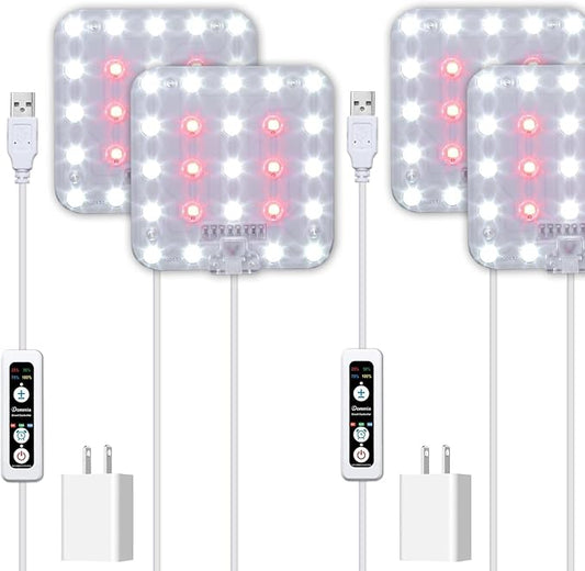 DOMMIA Grow Light, Square Dimmable Full Spectrum High PPFD with Optical Lens, Auto on/Off and 6/12/16H Timer, Suitable for Seed Starting and Easy to Install, 2 Pack