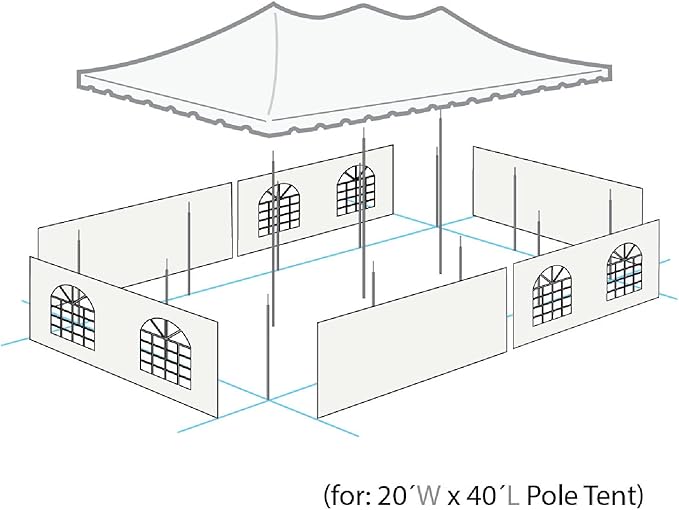 Party Tents Direct 20'x 40' Weekender Canopy Pole Tent with Sidewalls - Easy Up Canopy Tent with 160 Person Capacity - Outdoor Canopies for Parties, Weddings, and Events (Green/White)