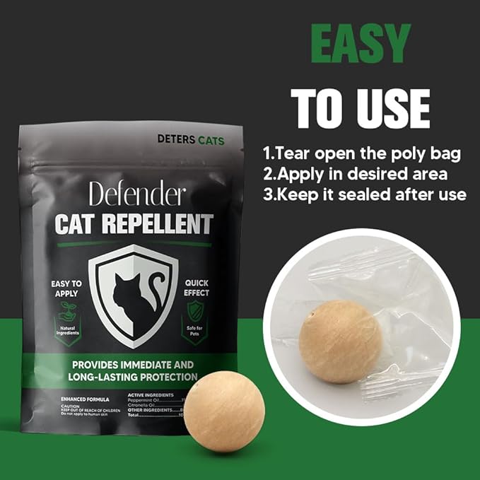 Cat Repellent Outdoor, Peppermint Cat Repellent, Safe for Kids & Pets, Naturally Keep Cats Out of Lawn/Yard/Garden/Home, Indoor and Outdoor Use Cat Repellant, Lasting Protection, 8 Packs