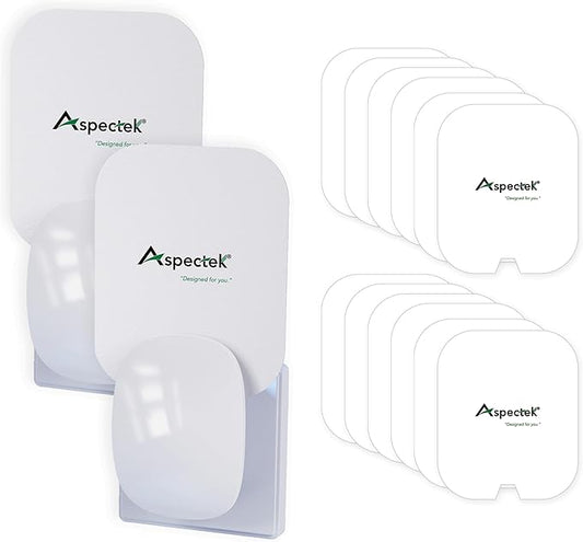 Aspectek Sticky Fly Insect Trap for Indoor, Plug-in Blue Light Bug Control with 12 Packs of Sticky Glue Pads, Night Light UV Attractant Catcher for Home,White (2 Pack)