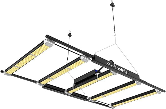 A ANLEOLIFE Stretchable LED Grow Lights with LM301H EVO Diodes 300W Full Spectrum Dimmable 3x4ft Coverage Bar Style Growing Lamp for Indoor/Tent Plants