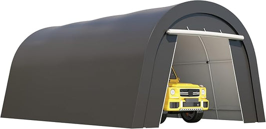 Wisteria Lane Domed Carport, Portable Garage with 2 Roll up Doors, Heavy Duty Car Canopy Party Tent, All-Season Storage Shelter Shed Carport for Motorcycle, Boat, Truck, or Garden Tools, 13' x 20'