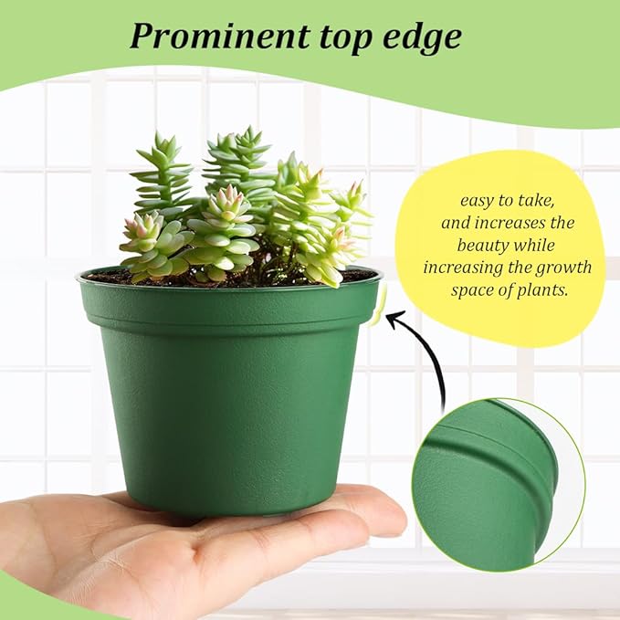 60 Pack 3 Inch Nursery Pots for Plants, Seedling Plant Pots with Drainage Holes for Indoor Outdoor Plants, Transplanting, Succulents, Seeding, Cuttings, Gardening Gifts (Green)