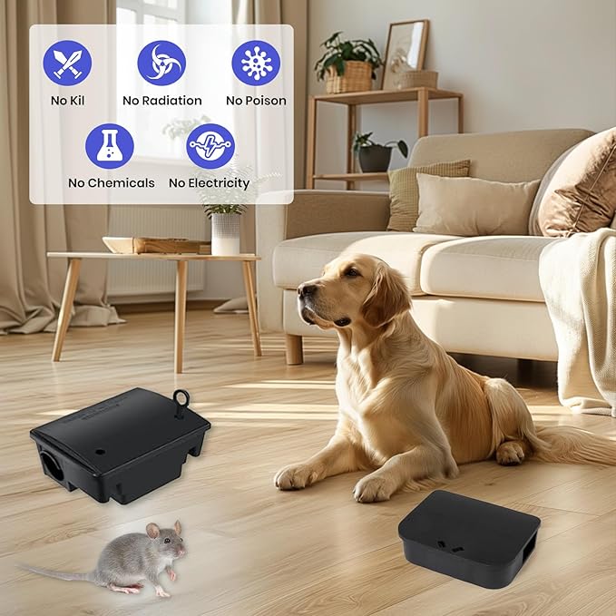 12‑Pack Key‑Required Rat Bait Stations & Mouse Bait Stations – 6 Large & 6 Compact, Lockable Weather‑Resistant Plastic for Indoor & Outdoor – Keeps Children & Pets Safe