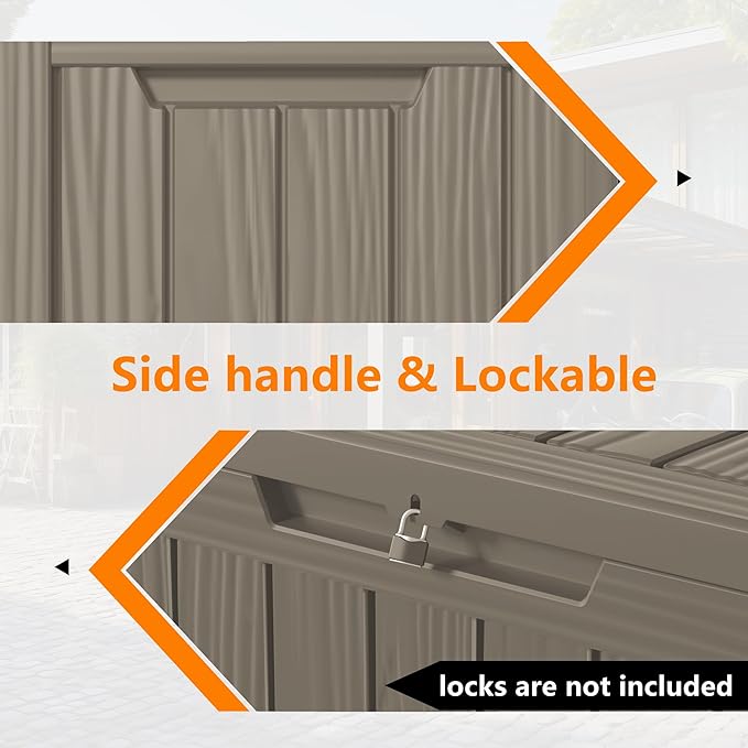 80 Gallon Outdoor Storage Box – Resin Deck Box with Lockable Lid, Waterproof Patio Furniture Storage for Tools, Garden & Yard Organization