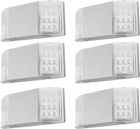 Spectsun 6 Packs Hardwired Emergency Exit Light Fixtures for Business, with Battery Backup, Two Head Adjustable LED Emergency Lighting, UL 924 Certified，AC 120/277V.
