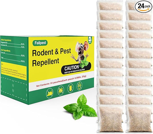 24PCS Rodent Repellent Pouches, Kid-Friendly, Non-Toxic and Safe