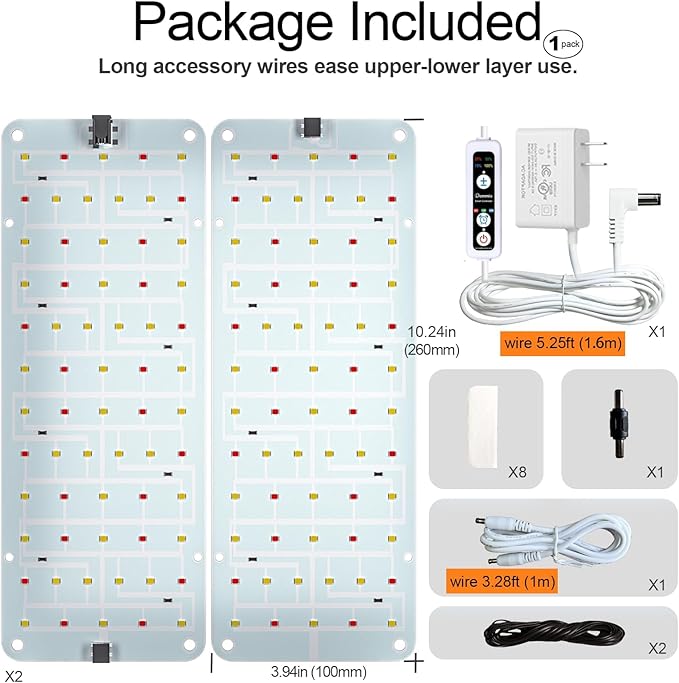 DOMMIA Grow Light, 20W Ultra-Thin Panel Grow Lights for Indoor Plants, High PPFD Full Spectrum, Dimmable, 6/12/16H Timer Auto on/Off, Suitable for Indoor Growing, Cold White 3-Pack