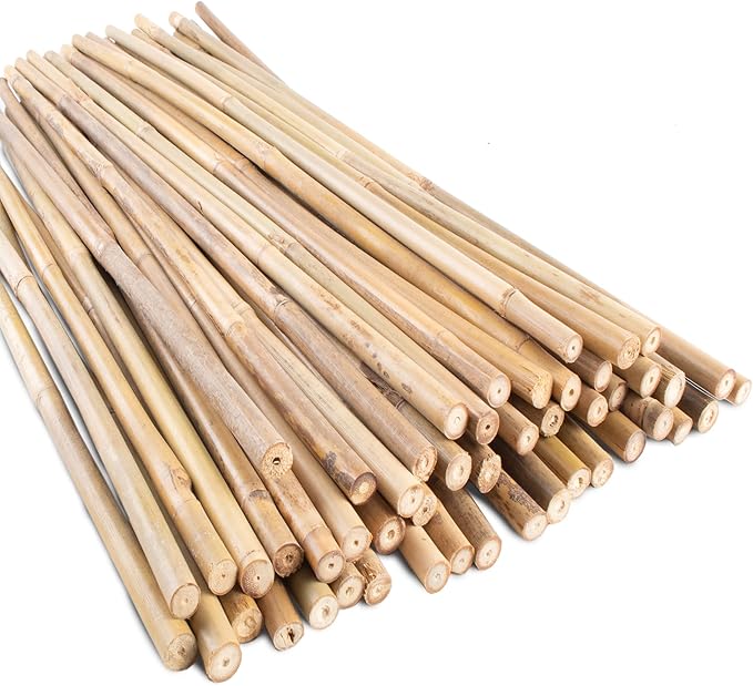 50Pcs Garden Stakes, 0.32”/ 2Feet Bamboo Sticks，Natural Plant Stakes for Indoor and Outdoor Plants，Poles for Tomatoes, Beans, Potted Plants…