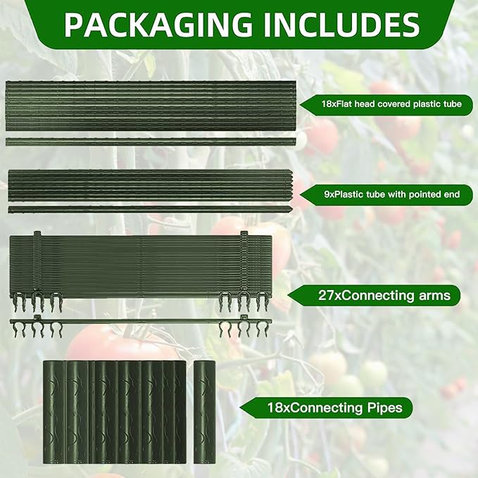 3 Package up to 48in Tomato cage Garden Grid Plant Support Posts with Adjustable Tomato cage Vegetable Grid (3pack)