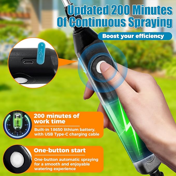 1 Gallon/5L Electric Sprayer, Powerful Electric Sprayer with 3 Mist Nozzles, Rechargeable Handle, Garden Sprayer w Adjustable Shoulder Strap for Lawn, Garden, Cleaning