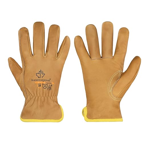 Superior Glove Endura Cut and Water Resistant Leather Work Gloves for Men & Women – 378GOBKL Small (Pack of 1 Pair)
