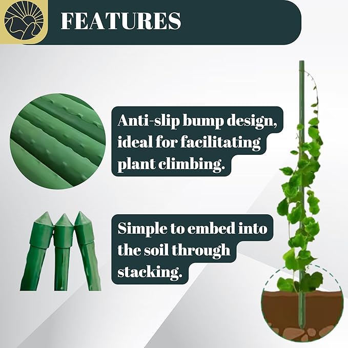 Garden Stakes 69 Inch Pack of 30, Extra Tall Plastic Coated Metal Plant Stakes, Tomato Stakes, Plant Support Sticks for Climbing Plants