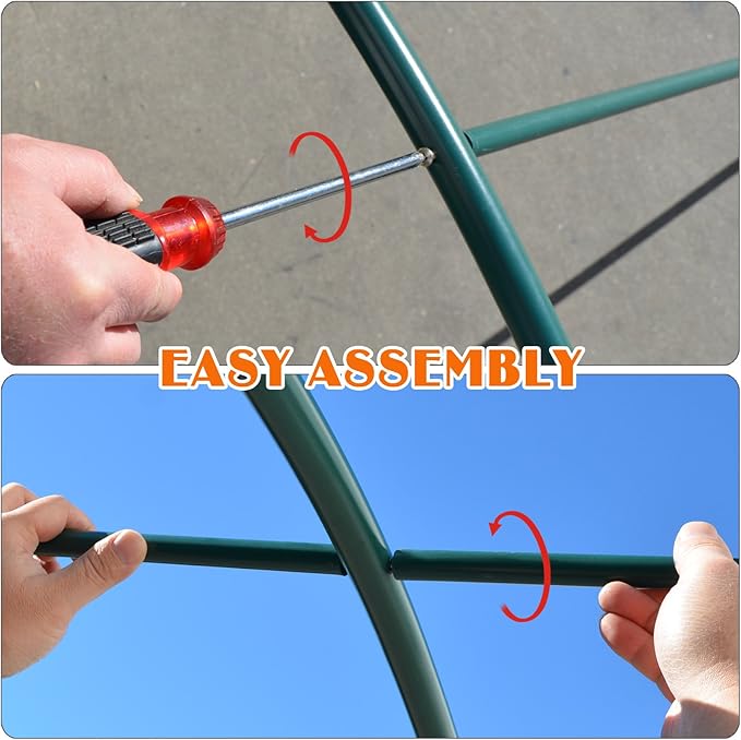 Strong Camel Greenhouse Replacement Frame for 24.6'X10' X 7' Larger Hot Garden House, Support Arch Frame Climbing Plants/Flowers/Vegetables (24.6'X10' X 7')