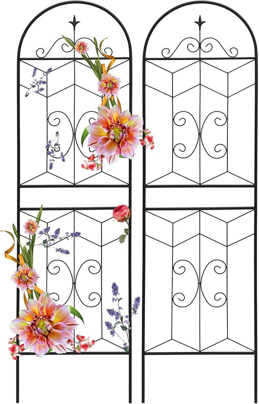 2 Pack 71x20in Garden Trellises with Black Metal Coating, Trellis for Climbing Plants Outdoor, Roses, Vines, Flowers, and Vegetables.