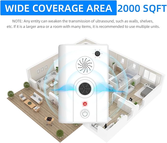 4Pack Upgraded Bat Repellent Deterrent Devices for Attic, Ultrasonic Bat Repellent for Indoor Use, Plug in Bat Deterrent System Bats Keep Away for Home, Friendly to Pet & Human