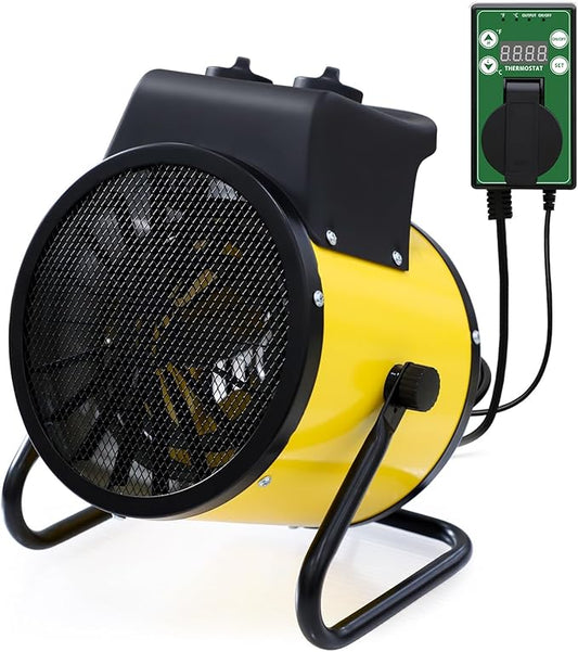 Portable Greenhouse Heater with Digital Thermostat, Overheat Protection, 1500W Radiant Electric Heater for Indoor & Outdoor Use, Garage, Grow Tent, RV, IPX4 Water Resistant, 1 Pack, Yellow