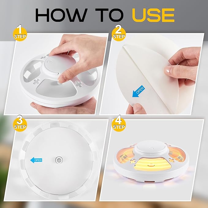4 Pcs Flea Traps for Inside Your Home with 8 Sticky Pads, Bed Bug Tick Killer Flea Light Gnat Traps Pest Control, UV Night Light Bug Catcher for Bugs Moths Gnat Indoor and Outdoor(White,Black)