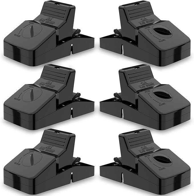 Pest Control Rat Traps, Professional Multi Captsure Set of 6 Large Snap Trap, Solutions for Indoor Outdoor AntiRodent Protection, Reusable Master Trapping Device for Rodents and Chipmunk