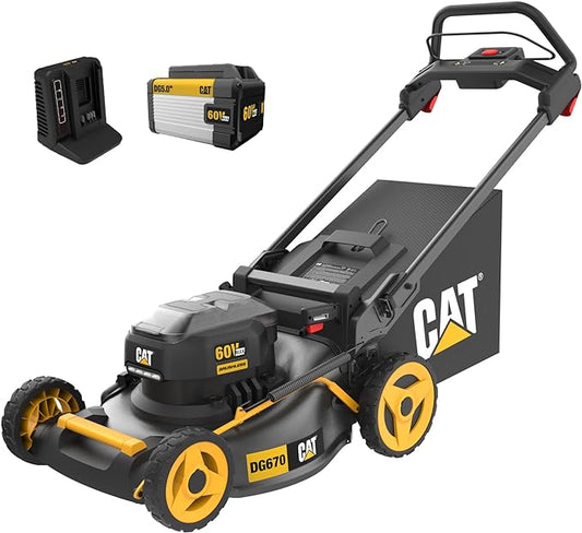 Cat DG670 60V 21" Cordless 3-In-1 Cutting Modes, Brushless Push Lawn Mower with TorqLogic - Battery & Charger Included