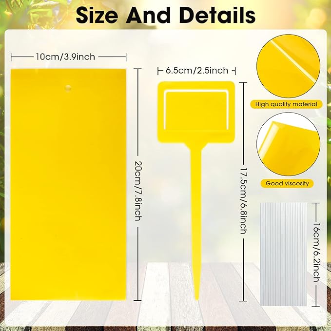 220 Pcs 7.9 x 4 Inch Sticky Traps for Plant Gnats Double Sided Sticky Traps with Twist Ties for Flying Killer Insect Indoor Outdoor Fungus Gnats, Whiteflies, Aphids (Yellow)