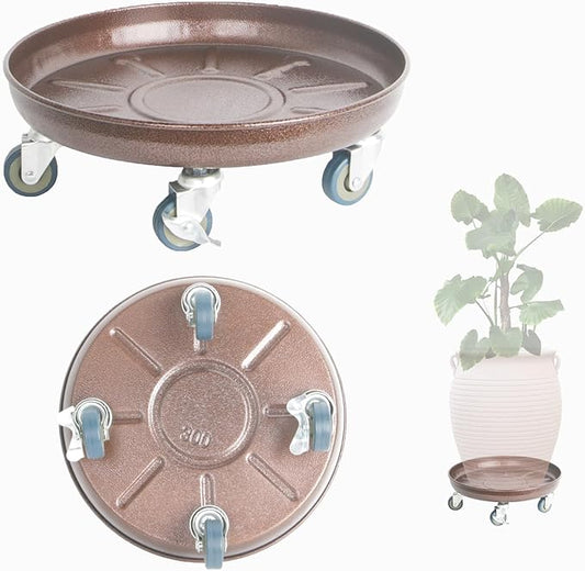2 Pack Metal Heavy Duty Plant Caddy With Wheels 12 Inch, Round Plant Caddy Suitable For Outdoor and Indoor Mobile Flower Pots, Don't Worry About This Metal Product Getting Deformed or Damaged.