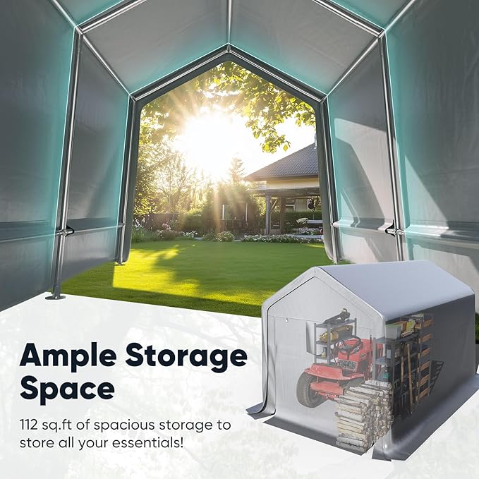 Quictent Heavy Duty 8x8FT Carport Shelter with Roll-Up Mesh Windows & Reinforced Frame, Portable Garage Canopy for Motorcycle Storage, Outdoor Equipment, Patio Furniture Cover - Silver Gray