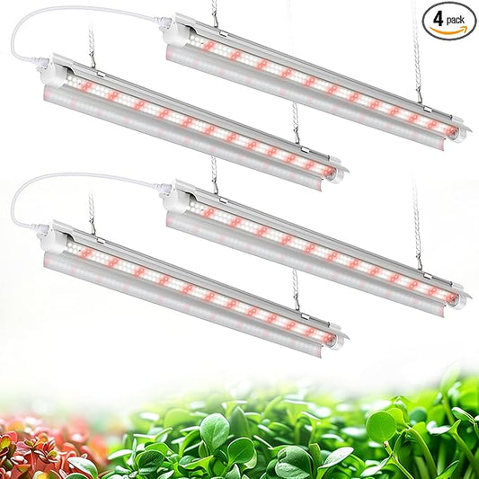 Grow Lights for Indoor Plants, 4 X 24w White & 660nm Red Full Spectrum Plant Lights for Indoor Growing, LED Grow Light for Plant Stand Shelf Cabinet Grow Tent Greenhouse,Linkable,Plug&Play
