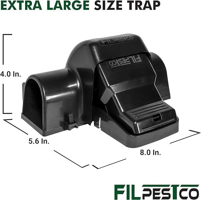 Set of 2 Professional Grade Extra Large Tunnel Rat Snap Traps, Mouse Trap, Reusable Trap, Heavy Duty for Indoor and Outdoor Pest Control Rodent Solutions