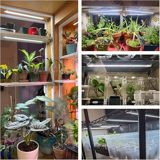 Wiaxulay Grow Lights for Indoor Plants, Full Spectrum, 6000K LED Plant Grow Light Strips, Grow Lamp with Auto On/Off 6/12/16H Timer, 5 Dimmable Levels, 3 Switch Modes for Hydroponics Seedling