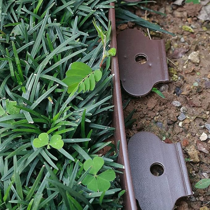 Flexible Garden Edging Borders 66FT,Landscape Edging Brown [Extra Tall 4IN High] with 60pcs Stakes,Garden Border Lawn Edging Mini Plastic Fence-Brown
