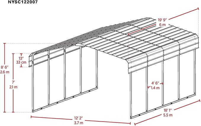 Carport 12 x 20 x 7 ft Charcoal Sturdy All-Steel Heavy Duty Canopy Shelter with Metal Frame for Parking a Car, SUV, Truck, Boat, Motorcycle, and Other Vehicles Outdoor in Your Driveway